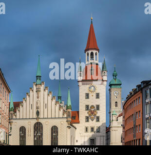 Les toits de Munich Marienplatz place du marché, l'Allemagne Bavière voyage Banque D'Images