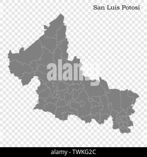 Carte de haute qualité de San Luis Potosi est un état du Mexique, et les frontières des municipalités Illustration de Vecteur