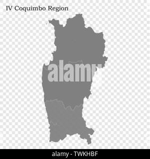 Carte de haute qualité de Coquimbo est une région du Chili, et les frontières des provinces Illustration de Vecteur