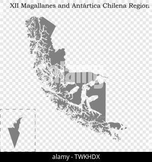 Carte de haute qualité de Magallanes est une région du Chili, et les frontières des provinces Illustration de Vecteur