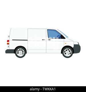 Livraison de marchandises détaillées Hi-Van vector modèle. Modèle pour la maquette et l'identité de marque design sur le transport. Cargo Van blanc réaliste. Illustration de Vecteur