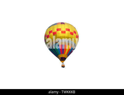 Colorful hot air balloon flying in festival annuel. isolé sur fond blanc Banque D'Images