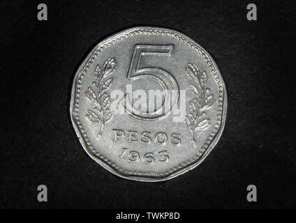 Argentine 5 pesos, 1961-1968 Banque D'Images