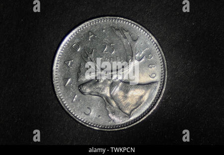 Canada 25 cents, 1979-1989 Banque D'Images