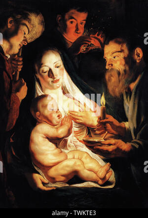 Jacob Jordaens - Adoration des bergers 1616 Banque D'Images