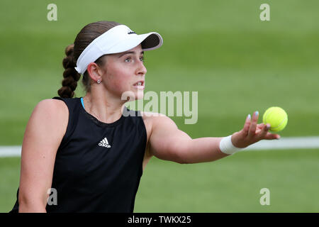 Birmingham, UK. 21 Juin, 2019. Jelena Ostapenko de Lettonie au cours de son quart de finale contre Petra Martic de Croatie . Nature Valley Classic 2019, International Women's tennis, jour 5 à l'Edgbaston Priory Club à Birmingham, en Angleterre, le vendredi 21 juin 2019. Editorial uniquement. Photos par Andrew Verger, verger Crédit : Andrew la photographie de sport/Alamy Live News Banque D'Images