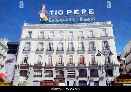 La Puerta del Sol (espagnol pour "Porte du Soleil") est un carré dans la ville espagnole de Madrid. Banque D'Images