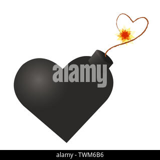 Icône de cœur bombe , bombe prête à exploser , icône attaque cardiaque Banque D'Images