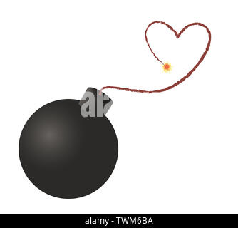 Icône de cœur bombe , bombe prête à exploser , icône attaque cardiaque Banque D'Images