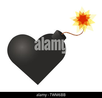 Icône de cœur bombe , bombe prête à exploser , icône attaque cardiaque Banque D'Images