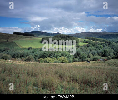 United Kingdom. L'Écosse. Dumfries et Galloway. Vallée de la flotte. Paysage. Des collines boisées. Banque D'Images