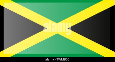 Waving Flag de la Jamaïque. Textile drapeau jamaïcain qui flotte. La Croix, noir, vert et or. Illustration de Vecteur