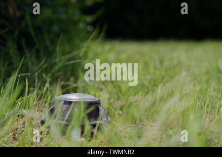 Libre d'un sprinkleur jusqu'à une pelouse verte. Hambourg, Allemagne Banque D'Images