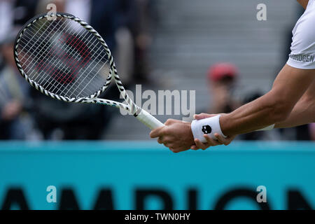 Queen Club, London, UK. 21 Juin, 2019. Le tournoi de tennis ATP Fever-Tree ; vue détaillée de la raquette utilisée par Feliciano Lopez (ESP) : Action de Crédit Plus Sport/Alamy Live News Banque D'Images