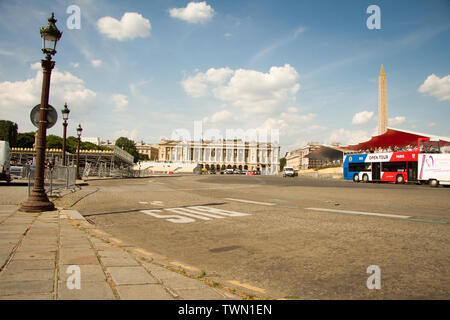 Paris, France - Juillet 06, 2018 : vue sur la Place de la concorde avec les stands construits par la Bastille Day Banque D'Images