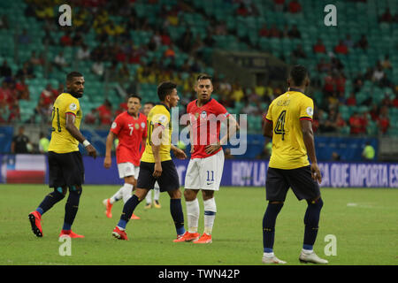 Salvador, Brésil. 21 Juin, 2019. L'Equateur v Chili, valable pour la phase de groupes de la Copa America 2019, tenue ce vendredi (21) à l'Arena Fonte Nova à Salvador, Bahia, Brésil. Credit : Tiago Caldas/FotoArena/Alamy Live News Banque D'Images