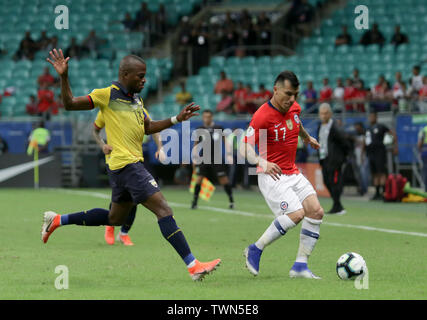 Salvador, Brésil. 21 Juin, 2019. L'Equateur v Chili, valable pour la phase de groupes de la Copa America 2019, tenue ce vendredi (21) à l'Arena Fonte Nova à Salvador, Bahia, Brésil. Credit : Tiago Caldas/FotoArena/Alamy Live News Banque D'Images