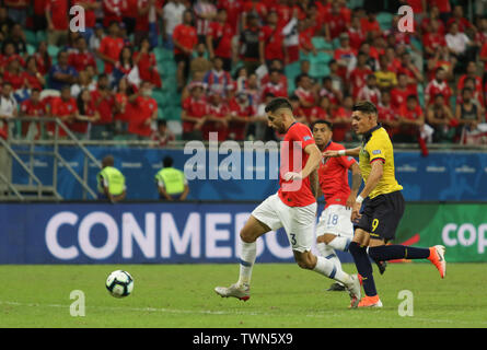 Salvador, Brésil. 21 Juin, 2019. L'Equateur v Chili, valable pour la phase de groupes de la Copa America 2019, tenue ce vendredi (21) à l'Arena Fonte Nova à Salvador, Bahia, Brésil. Credit : Tiago Caldas/FotoArena/Alamy Live News Banque D'Images