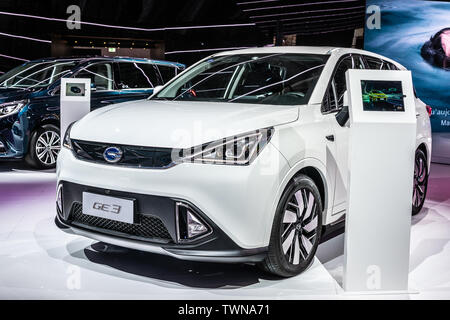 Paris, France, Octobre 08, 2018 : GAC GE3 à moteur mondial de l'Automobile de Paris, voiture produite par automobile chinois bouilloire GAC Motor Banque D'Images