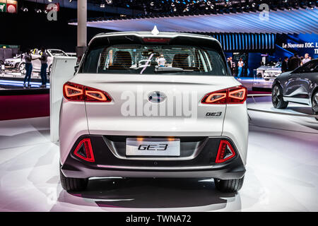 Paris, France, Octobre 08, 2018 : GAC GE3 à moteur mondial de l'Automobile de Paris, voiture produite par automobile chinois bouilloire GAC Motor Banque D'Images