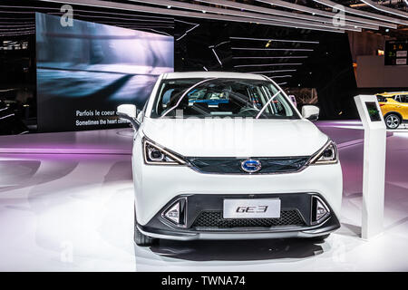 Paris, France, Octobre 08, 2018 : GAC GE3 à moteur mondial de l'Automobile de Paris, voiture produite par automobile chinois bouilloire GAC Motor Banque D'Images