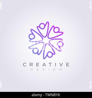 Les gens Cercle Design Illustration vectorielle Logo Symbole Clipart Modèle. Illustration de Vecteur