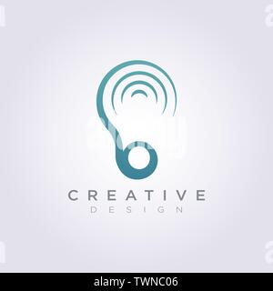 Son oreille Vector Illustration Design Clipart Logo Symbol Modèle. Illustration de Vecteur