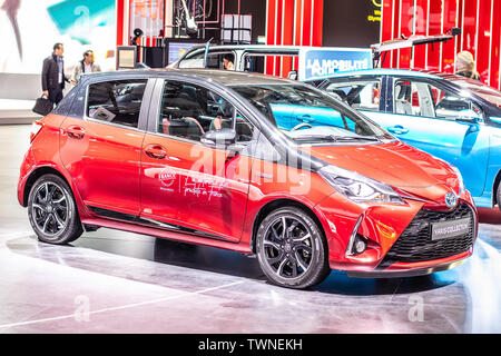 Paris, France, Oct 2018 : Toyota Yaris Collection Edition au Mondial Automobile de Paris, produit par le Japonais Toyota Banque D'Images