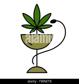 La marijuana médicale avec un serpent vert. Pharmacie de la marijuana. La santé et la thérapie médicale. Vector illustration isolé sur fond blanc. Illustration de Vecteur