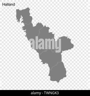 Carte de haute qualité de Halland est une ville de Suède, et les frontières des municipalités Illustration de Vecteur