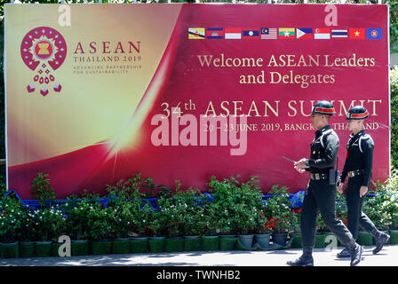 Bangkok, Thaïlande. 22 Juin, 2019. Garde de soldats lors du 34e Sommet de l'ASEAN à Bangkok, Thaïlande. Credit : SOPA/Alamy Images Limited Live News Banque D'Images