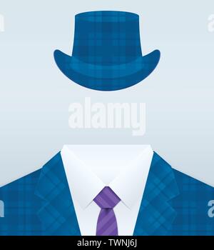 Men's blazer, chemise et cravate close up image. Men's suit vector banner. Illustration de Vecteur