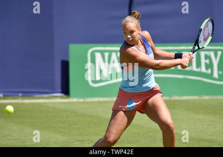 Freya Christie (GBR) jouant dans le premier tour de qualification de la nature internationale de la vallée, le Devonshire Park, Eastbourne, Royaume-Uni. 22 Juin 2019 Banque D'Images