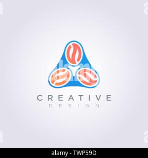 Triangles avec grains de café Abstract Vector Illustration Design Clipart Logo Symbol Modèle. Illustration de Vecteur
