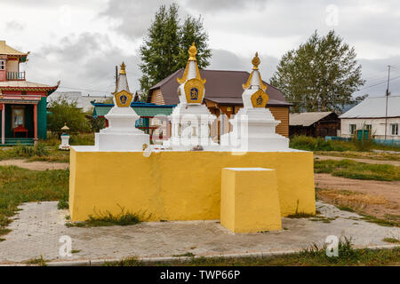 Ivolginsky datsan, Bouriatie, Russie - Septembre 07, 2018 : Ivolginsky datsan est le temple bouddhiste situé en Bouriatie. Stupa. Banque D'Images