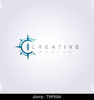 Lettre C Boussole Flèche Clipart Vector Illustration Design Logo Symbole Modèle. Illustration de Vecteur