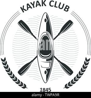 Club de canoë kayak - emblèmes et deux pagaies, étiquette de kayak Illustration de Vecteur