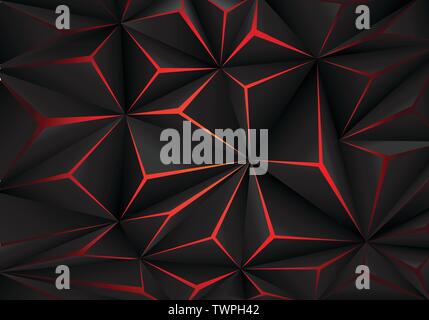 Polygone Abstract black red light futuirstic technologie conception d'illustration vectorielle, l'arrière-plan. Illustration de Vecteur