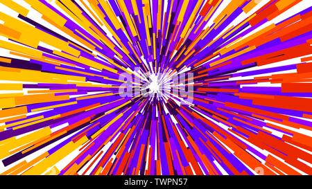Arrière-plan de rectangles de jaune, orange, bleu et violet disposés dans une forme concentrique, laissant et rotation du centre de l'image Banque D'Images