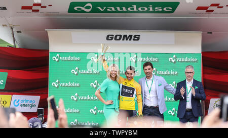 Dimanche 22 juin 2019, Ulrichen, Valais, Suisse, Egan Bergal cycliste colombien de l'équipe d'Ineos vainqueur du Tour de Suisse à vélo 2019 Banque D'Images