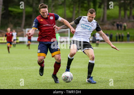 BALA, Royaume-Uni. Le 19 mai 2019. Bradley Woolridge de Cardiff a rencontré dans le FC Europa League playoff contre Bala Town FC. Banque D'Images