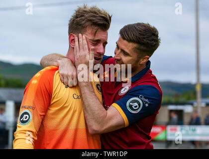 BALA, Royaume-Uni. Le 19 mai 2019. L'émotion sera de plus rencontré de Cardiff FC après leur beat Bala Town sur les sanctions dans leurs séries éliminatoires de la Ligue Europa. Banque D'Images