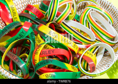 Bob Marley chanteur auteur-compositeur jamaïcain de reggae bracelet pop star Banque D'Images