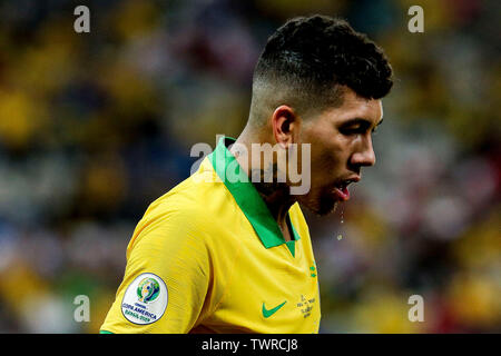 22 juin 2019, l'Arena Corinthians Stadium, Sao Paulo (Brésil), tournoi international de football de la Copa America, le Brésil et le Pérou ; Roberto Firmino du Brésil Banque D'Images