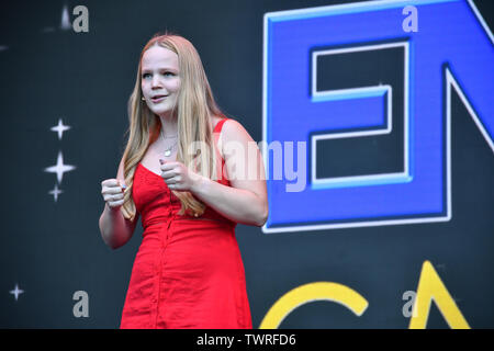 West End appelant effectue at West End Live 2019 à Trafalgar Square, le 22 juin 2019, Londres, Royaume-Uni. Banque D'Images