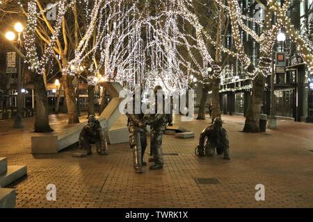 Pioneer Square at Night Banque D'Images