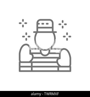 Mime, clown, l'icône de la ligne de l'acteur. Illustration de Vecteur