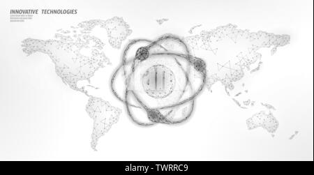 Soupir particules Atom sur carte du monde. Armes militaires nucléaires danger mondial. La défense de la sécurité d'alimentation atonique pays. Traité de la violence internationale bras nuke Illustration de Vecteur