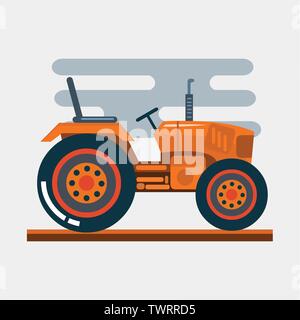 Vue latérale du véhicule tracteur orange vector illustration Illustration de Vecteur