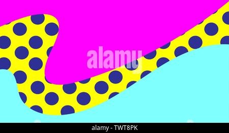 Abstract Vector design, texture de fond de l'affiche lumineuse, bannière fond jaune, rose et rayures bleues et des formes. Illustration de Vecteur
